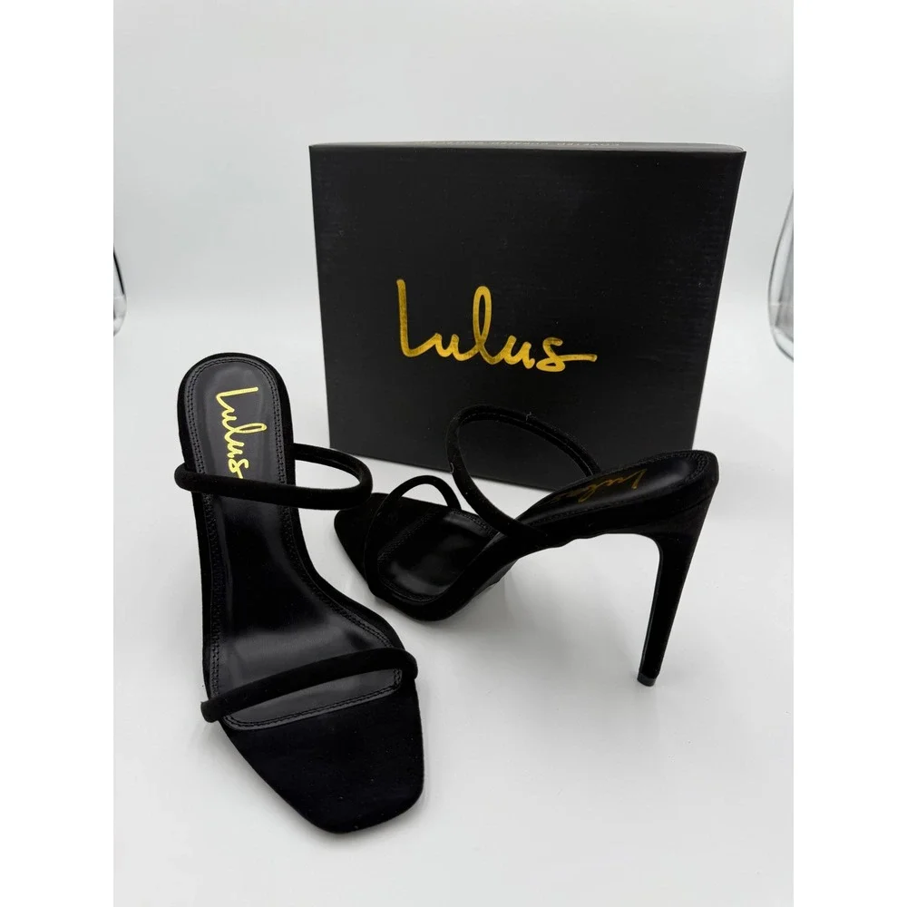 NEW Lulus Theyaa Suede‎ Strappy Stiletto Heeled Sandals High Heel Shoes 9 NWT